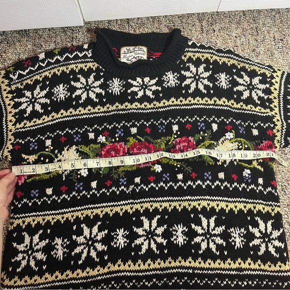 Heirloom Collectibles Vintage Pullover Sweater Christmas Snowflake And Floral L - Picture 11 of 13